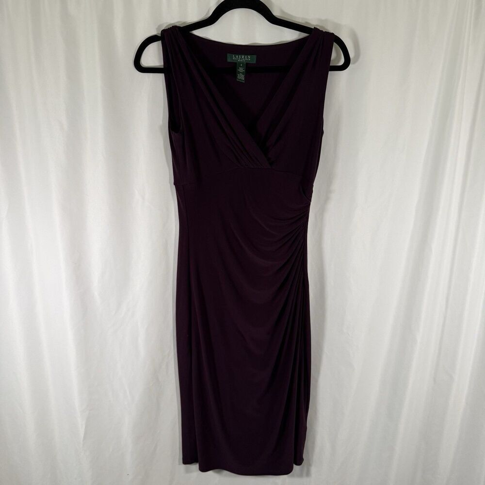 Lauren Ralph Lauren Dress Women's 2 Purple Sleeveless Cocktail Dress VNeck